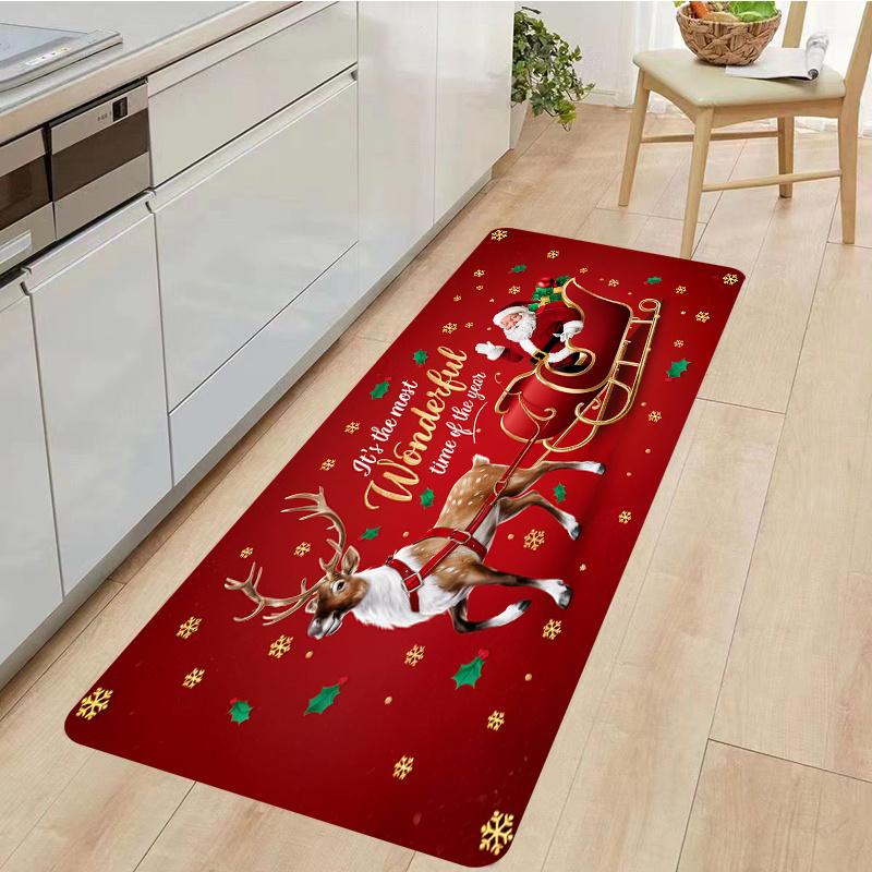 Extra Thick Flannel Christmas Floor Mat, Super Soft Absorbent Rug for Kitchen Bedroom Living Room, Festive Holiday Home Decor
