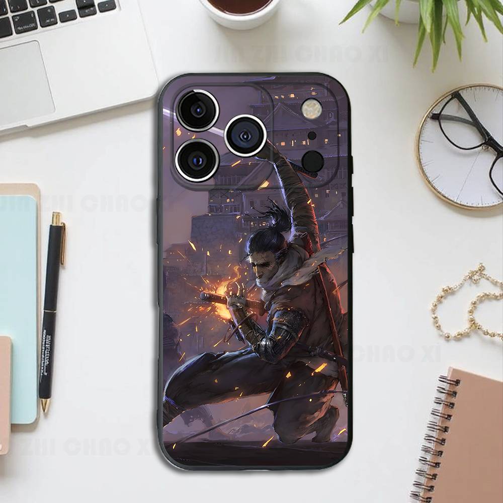 Game S-Sekiro Black Phone Case For IPhone 17 16 15 14 13 12 13 12 11 Pro Max Plus XS XR Silicone Soft Back Cover iPhone12