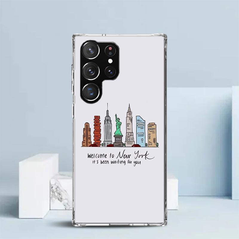 NYC New York City Phone Case For Samsung Galaxy S24 S25 Edge S26 Ultra S22 S23 Plus S21 + S20 FE Soft TPU Back Cover Galaxy S22