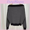 Romantic Striped Knit Sweater With Ice Silk Material For Spring Fashion Enthusiasts
