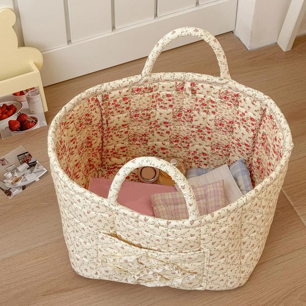 Fabric Cloth Storage Basket with Handle Laundry Storage Bin Washable Clothes Hamper for Shelves Closet Laundry Home Office Decor