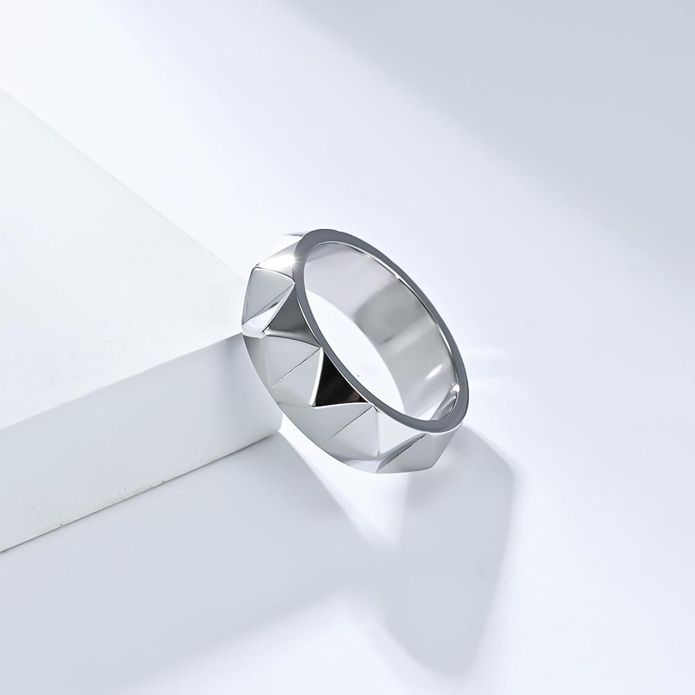 8mm Stainless Steel Spike Ring for Men Punk Rock Jewelry Self-defense Broken Window Ring