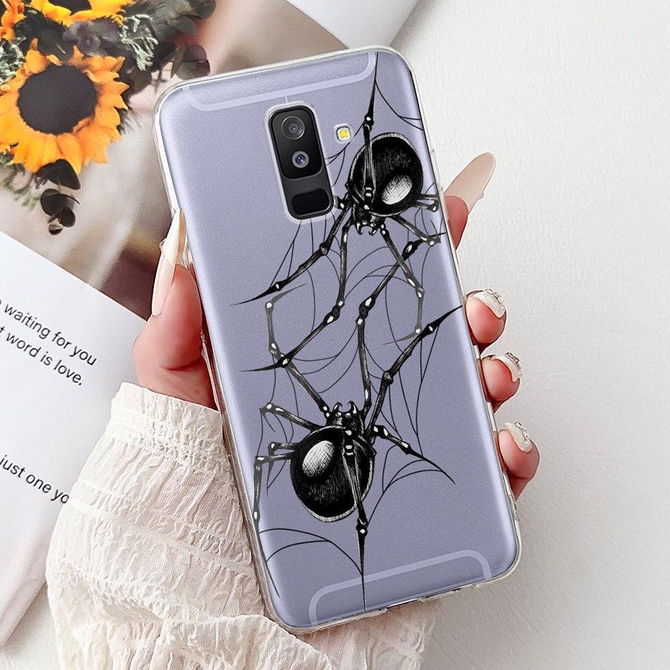 For Samsung Galaxy A6 Plus 2018 Phone Case On Samsung A6+ (2018) A6 A600F A605G Elegant Floral Cat Soft Silicone Clear TPU Cases