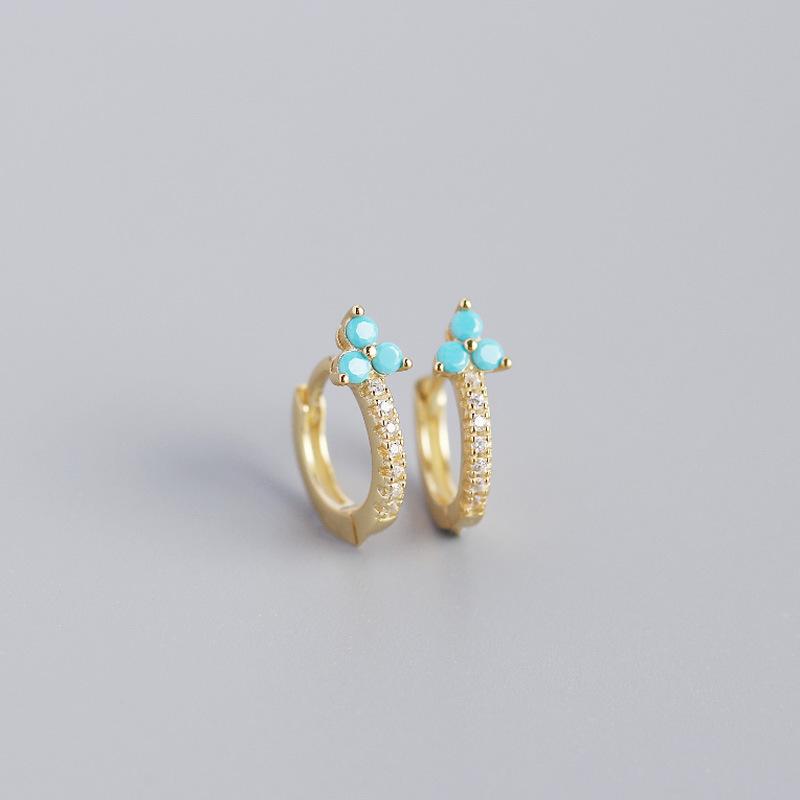 Fashion Jewelry Clover Luxury Zircon Earrings 925 Sterling Silver Earrings 18K Gold Plated Huggie Hoop Earring for Women