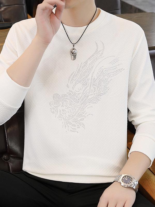 Męska modna koszulka z długim rękawem i okrągłym dekoltem - Kolekcja Jesień 2025