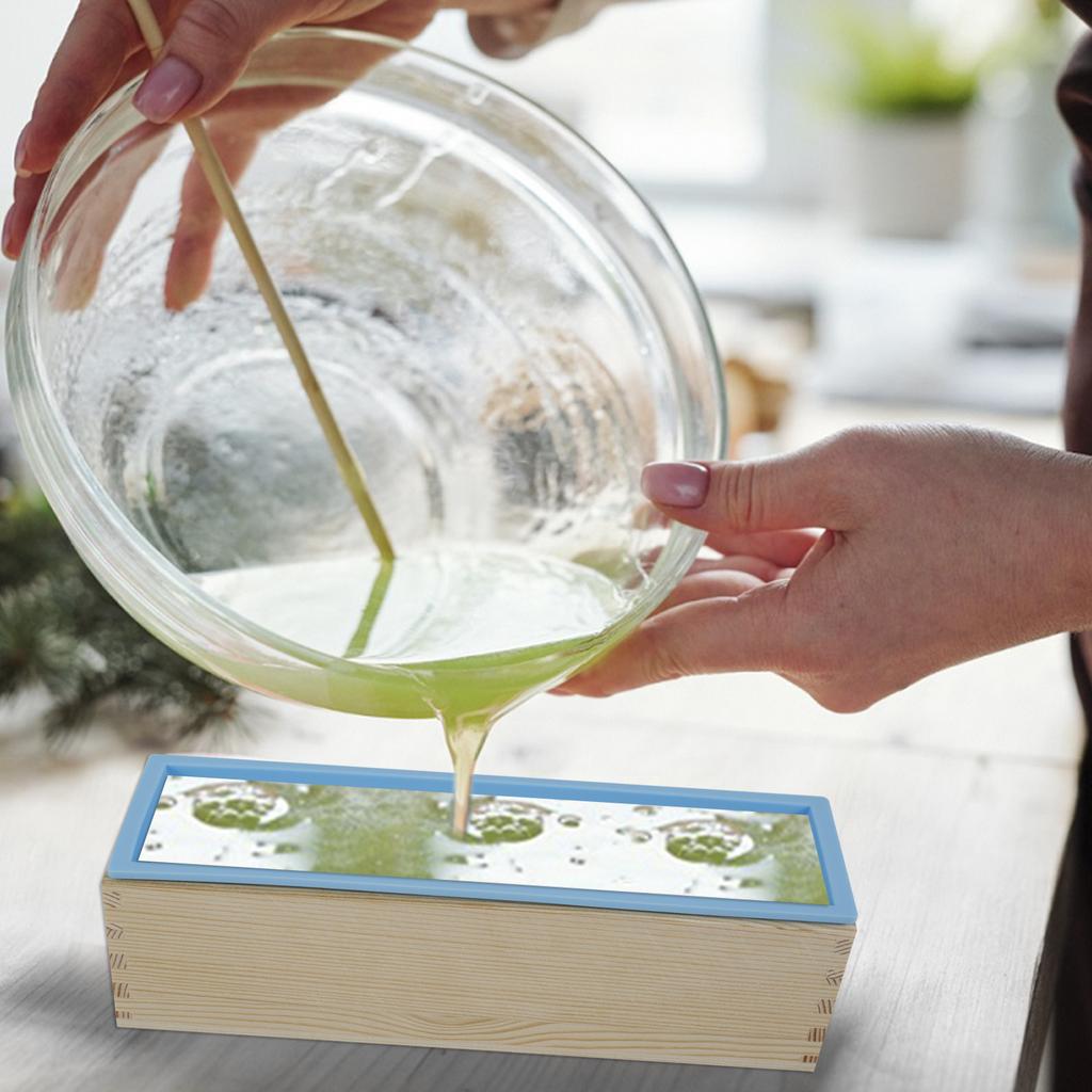 2Pcs Soap Molds 47oz Rectangular Soap Loaf Mold Flexible Silicone Soap Making Molds with Wood Box DIY Soap Making Handmade Tool