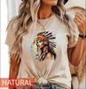 Dámské tričko s indiánkou, Tričko s vodovkovou čelenkou, Boho top s grafickým motivem peří, Festivalové oblečení S0726-948