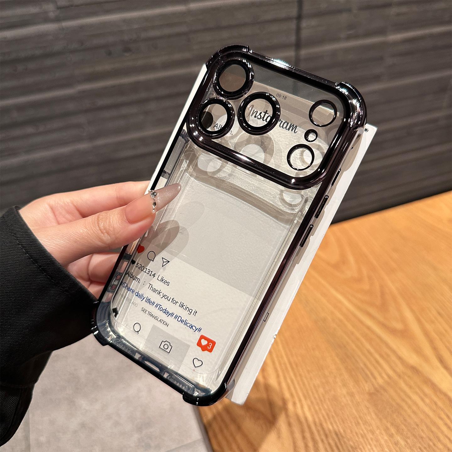 

Transparent Armor Case For iPhone 17 Air 16 15 14 13 12 11 Pro Max Plus X XS XR Clear Plating Bumper Corners Shockproof Funda iPhone17 Pro Max