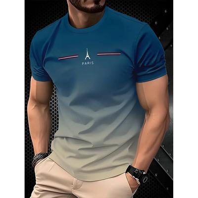 Ny sommar herr mode t-shirt personlighet gradient tryckt herr t-shirt topp