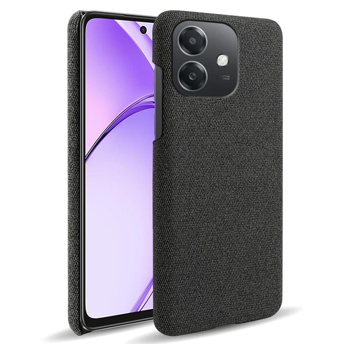 

For Oppo A3x 5G (India) Case Cloth Texture Anti-Scratch Protective PC Phone Cover Black