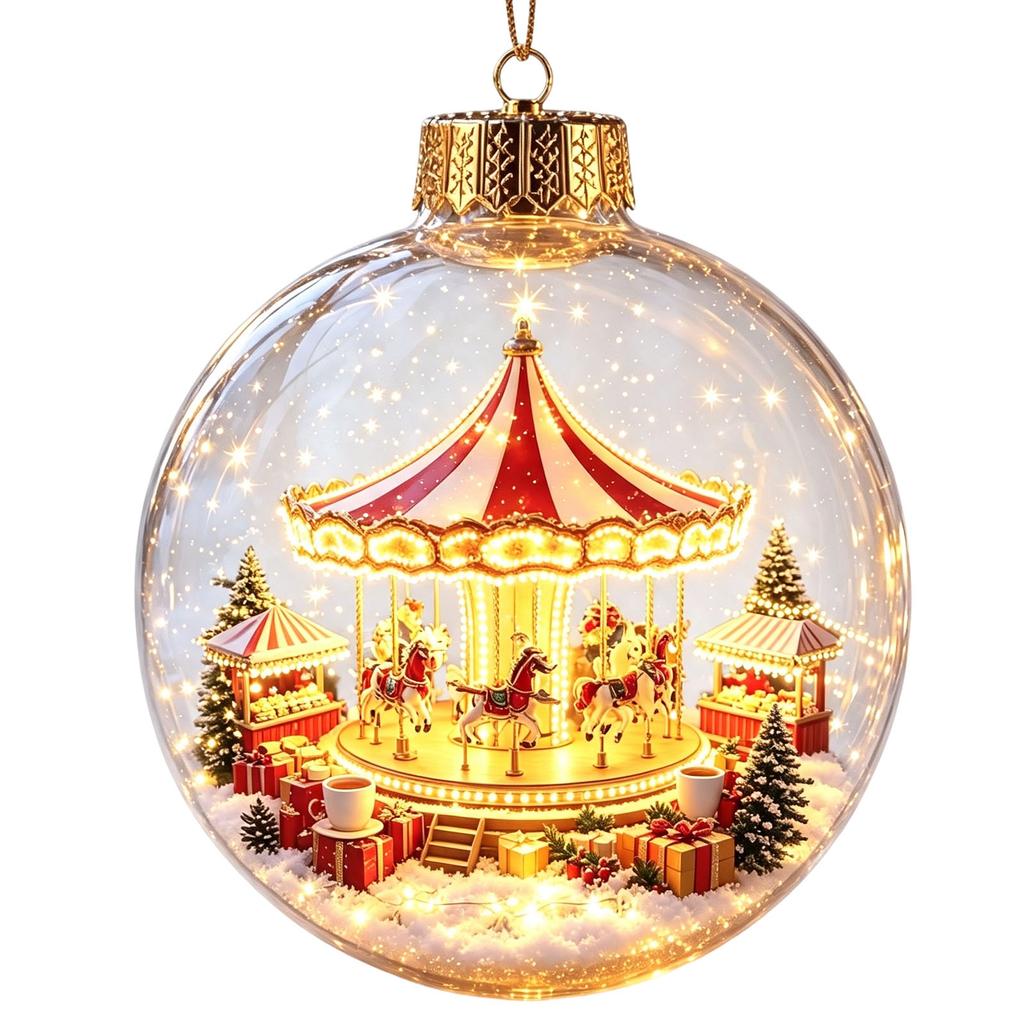 Clear Christmas Ball Ornament, Glowing Hanging Decoration for Holiday Tree and Home