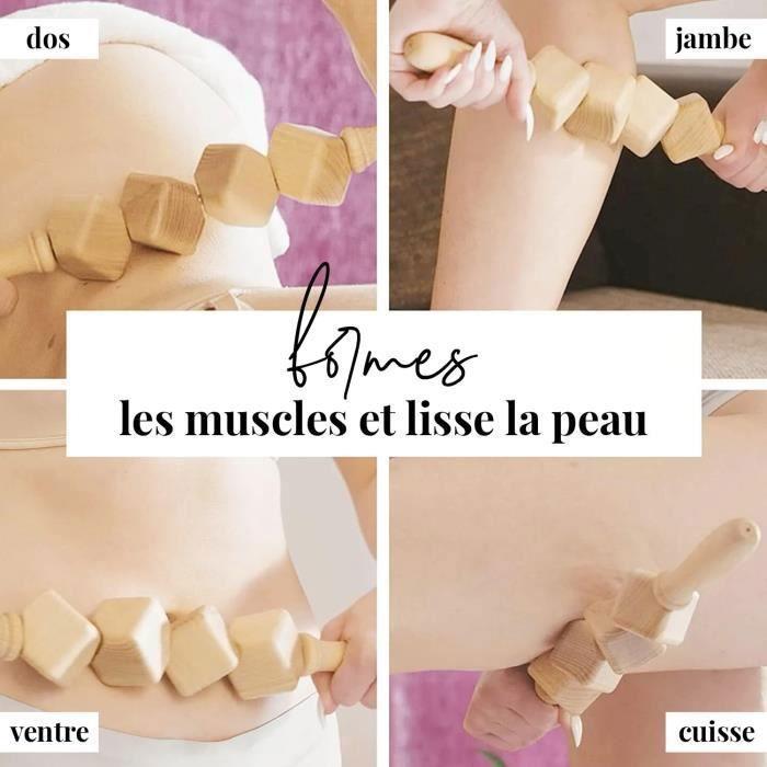 Masseur anti-cellulite - tuuli - rouleau de massage en bois - drainage lymphatique - 40x5 cm - mixte