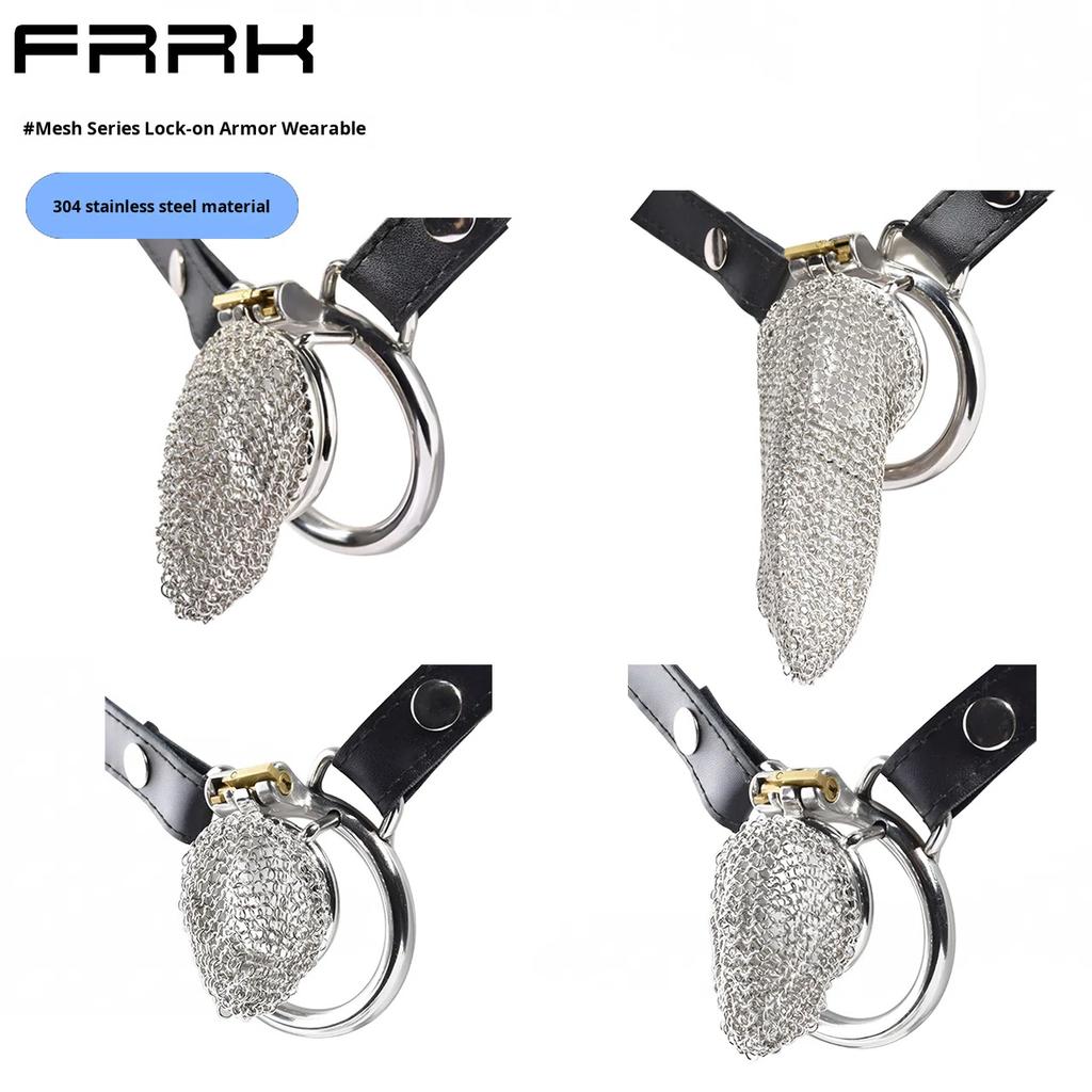 Adult Seductive Erotic Chastity Lock Male Chastity Cage Metal Armor Breathable Holes Design Comfortable Body-hugging Fit Model