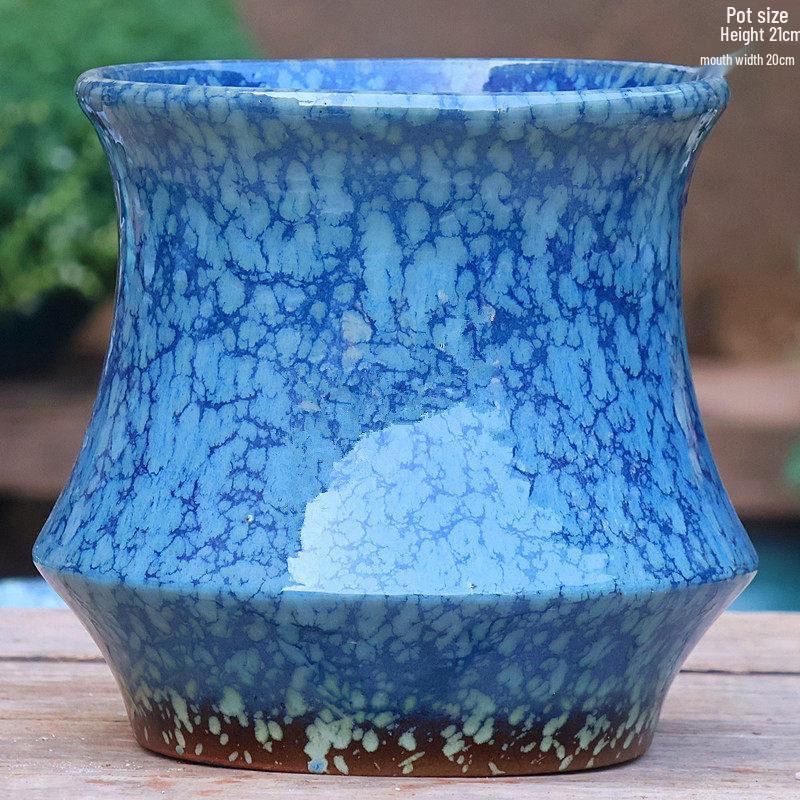 Handmade Coarse Pottery Tall Flower Pot for Succulents and Green Plants – Breathable Ceramic Jar for Bird of Paradise & Bougainvillea