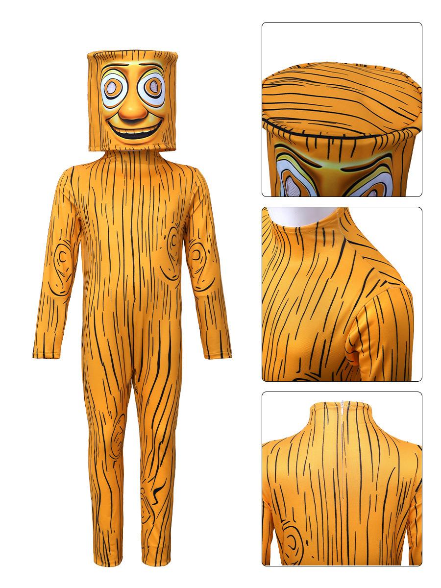 Spel Hersenkronkels Tung Tung Tung Sahur Cosplay Bodysuit en Masker Kostuum Anime Halloween Carnaval Kerstfeest Jumpsuit 110 brown