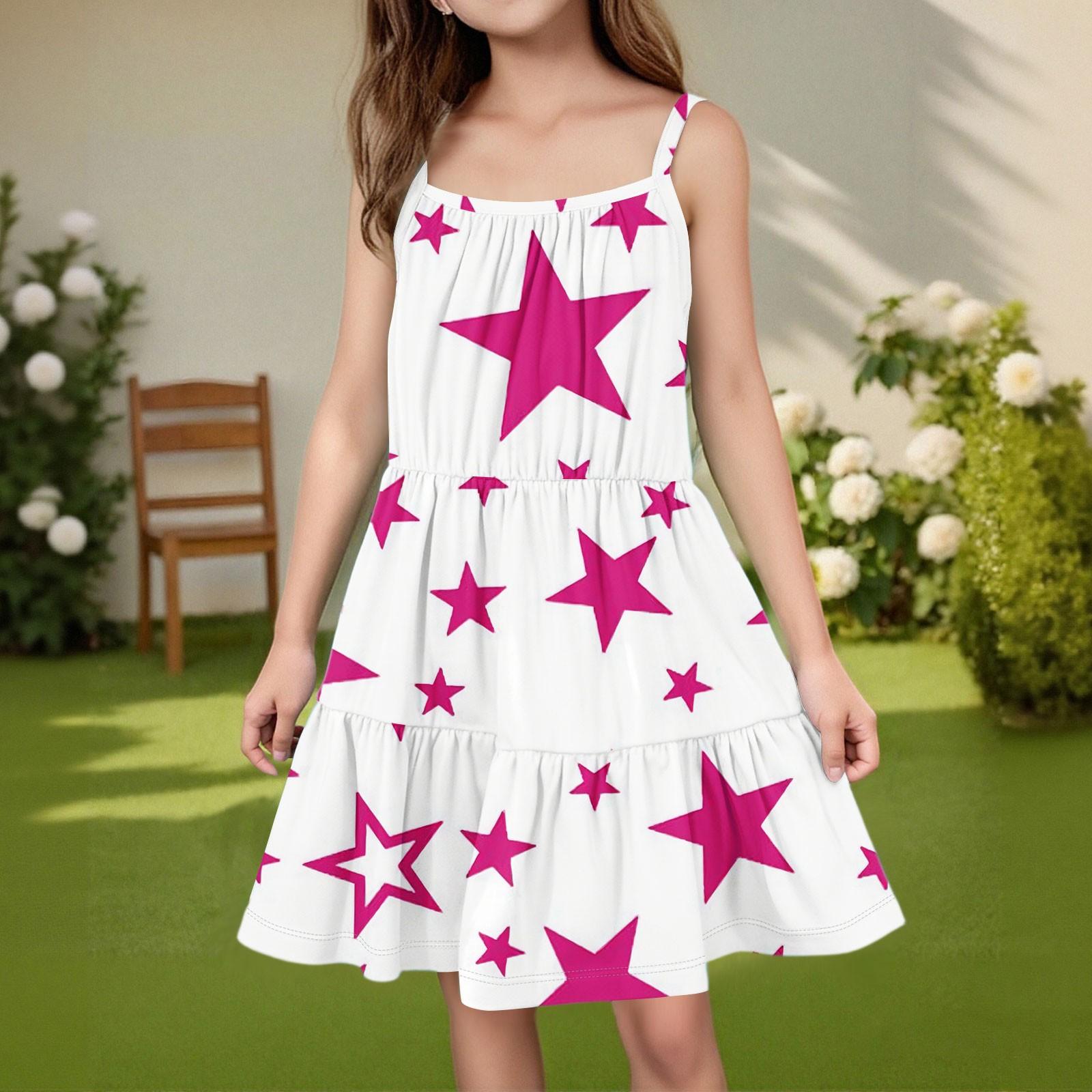 

Дитяча літня повсякденна модна сукня без рукавів з круглим вирізом 160 білий