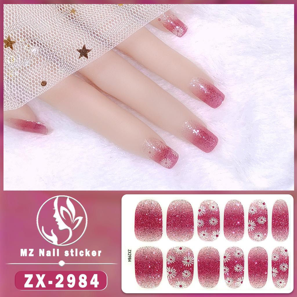 12-finger White No-Bake Nail Decal Fully Coated with Waterproof Long-lasting Nail Patch Simple Wind Nail Polish Adhesive