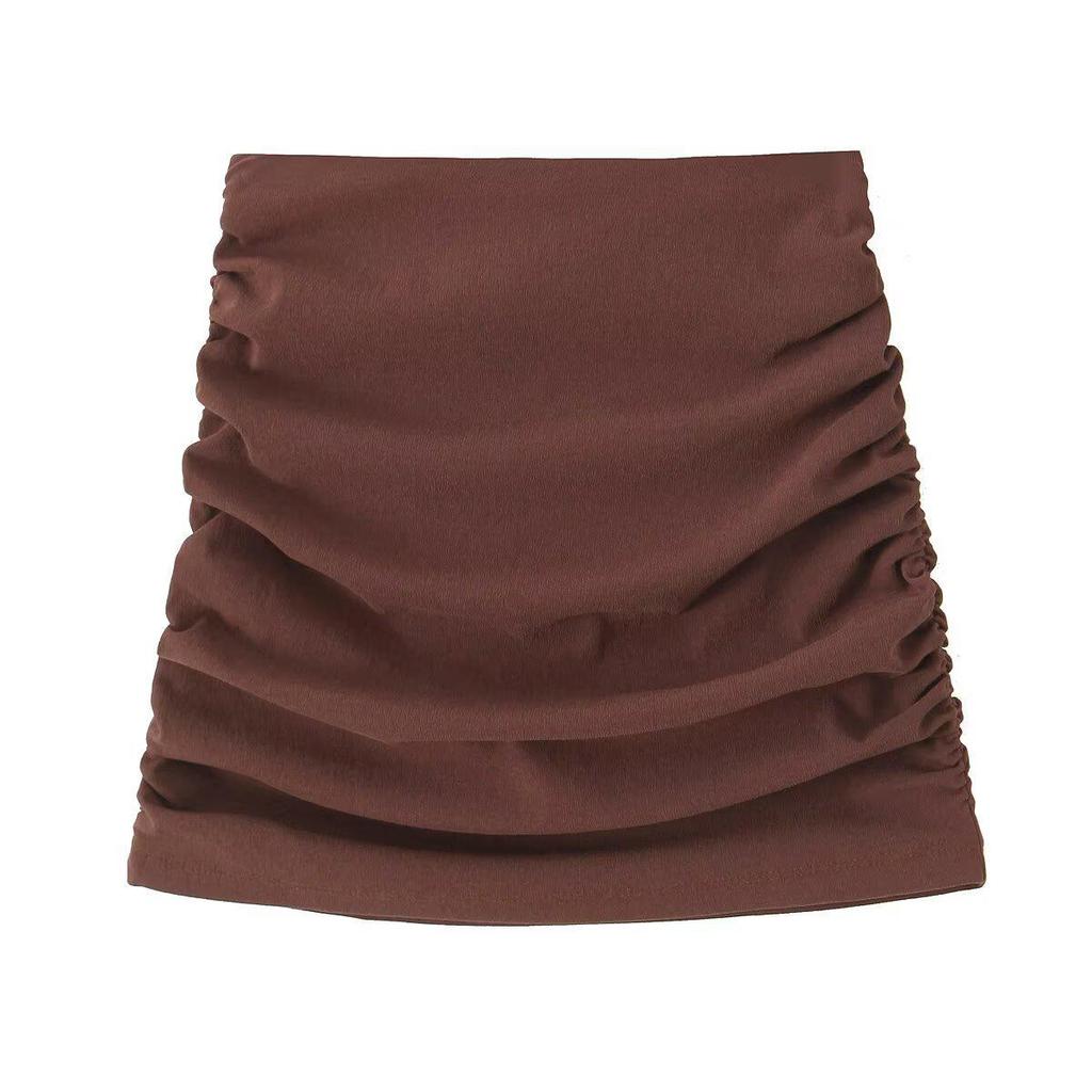 TAOP&ZA Women's Summer Pleated Slimming Balloon Top and Skirt Set