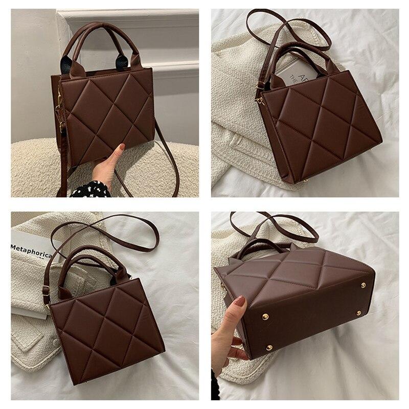 Spring Women's Fashion Shoulder Bag Plaid PU Leather Crossbody Bags Fashion Ladies Handbags Brand Designer Bag Top Strap