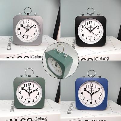 Silent Alarm Clock Modern Square Quartz Movement Bedside Analog Dial Desk ABS Plastic