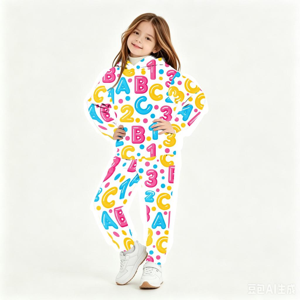 Boys Girls Kids Hooded Sweatshirt Set with Print for Back to School