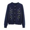 Zbzr Autumn New Women Clothes Western Style Fashion Temperament All-Match Round Neck Long Sleeve Breasted Embroidery Knit Cardigan