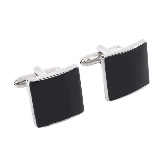 

1 Pair Cufflinks Smooth Polished Style Hollow Surface French Twist Round Square 2