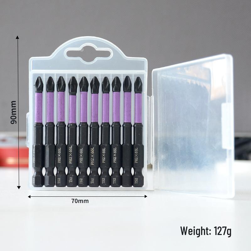 Shock-resistant Magnetic Phillips Screwdriver Bits with Anti-slip Teeth