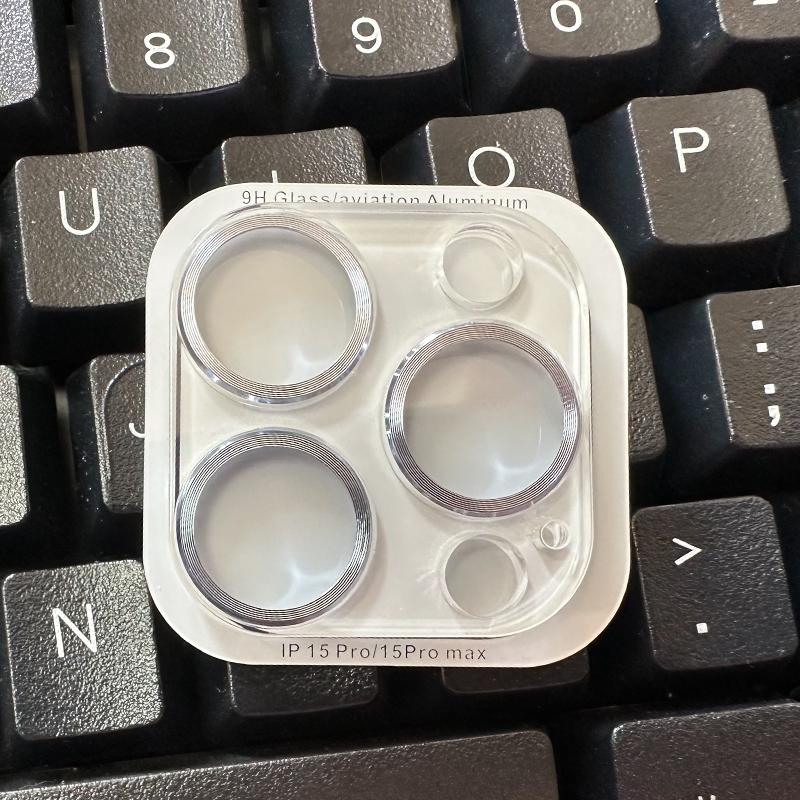 For iPhone 14 15 Pro Max / 14 15 Plus Rear Camera Lens Tempered Glass + Metal Protector Ring