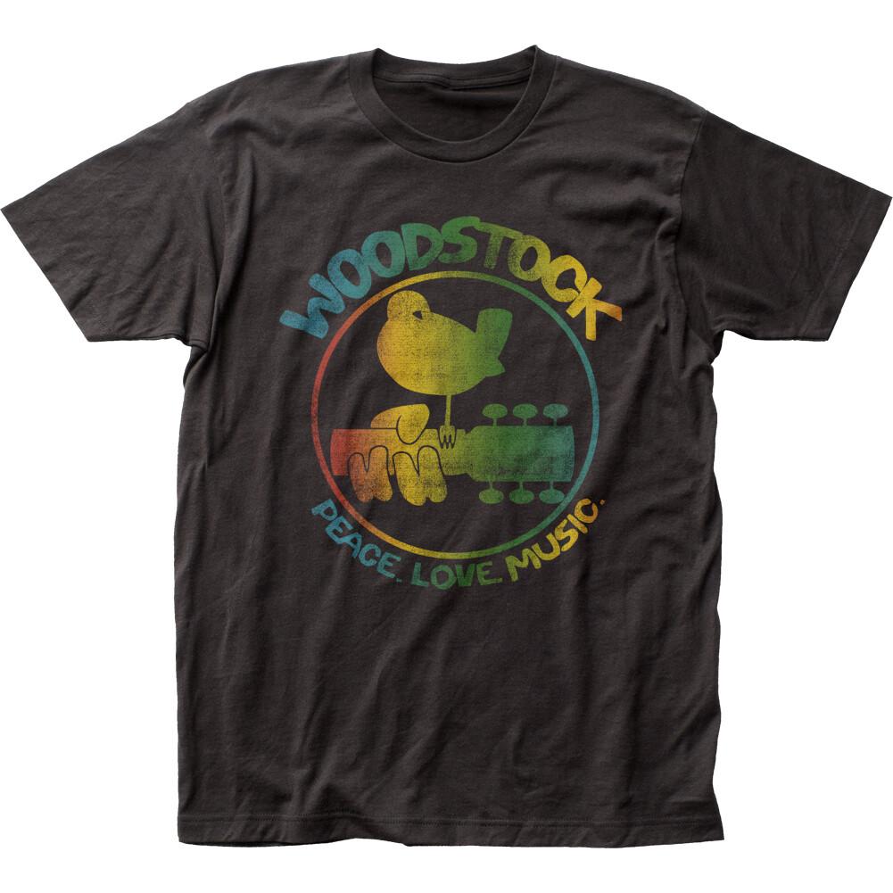 Woodstock Colorful Logo T Shirt Mens Licensed Rock N Roll Music Retro Band Black S