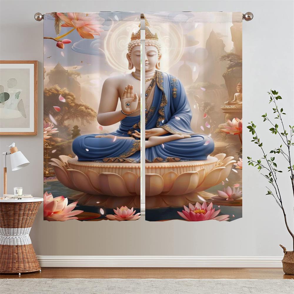 Motionless Tathagata Customs Free Shipping Products Tulle for Living Room Decoration Short Window Curtains 2 Pcs Set Blinds the