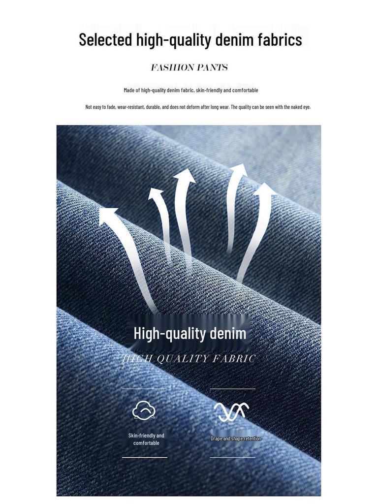 2026 Spring/Autumn High-Waisted Retro Blue Denim Casual Pants