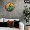 Vintage Peacock Metal Wall Art Sign 8x8 Inch Ornate Round Aluminum Decorative Wall Plaque for Living Room Home Decor