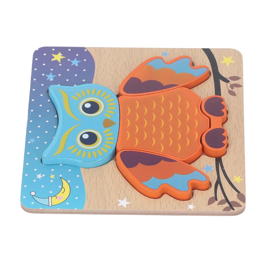 Kids Wooden Puzzle Toddlers Animal Shaped Jigsaw Colorful Preschool Educational Tools Owl
