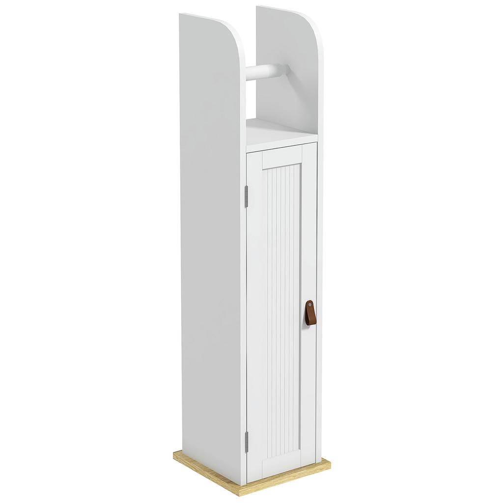 Bathroom furniture with toilet paper holder, cabinet and adjustable shelves, 20 x 20 x 80 cm, white