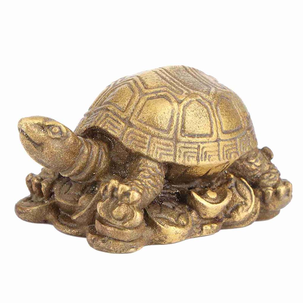Bronze Exquisite Carving Brass Lucky Chinese Tortoise Shape Furnishing Craft Decoration
