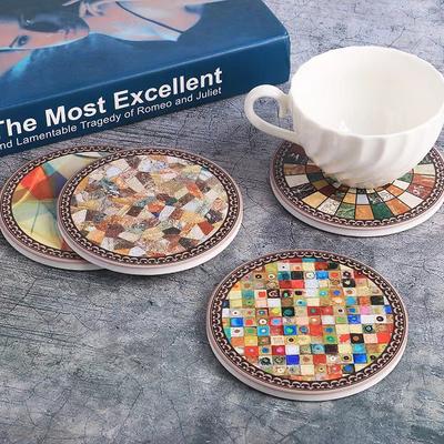 Posavasos de cerámica antideslizante con aislamiento térmico para mesa de comedor, posavasos de café, creativo, retro, decoración del hogar