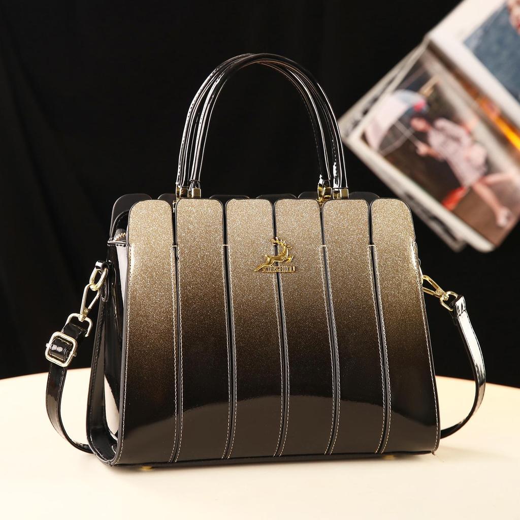 Elegant Patent Leather Women's Crossbody Handbag - Versatile for Mature Moms