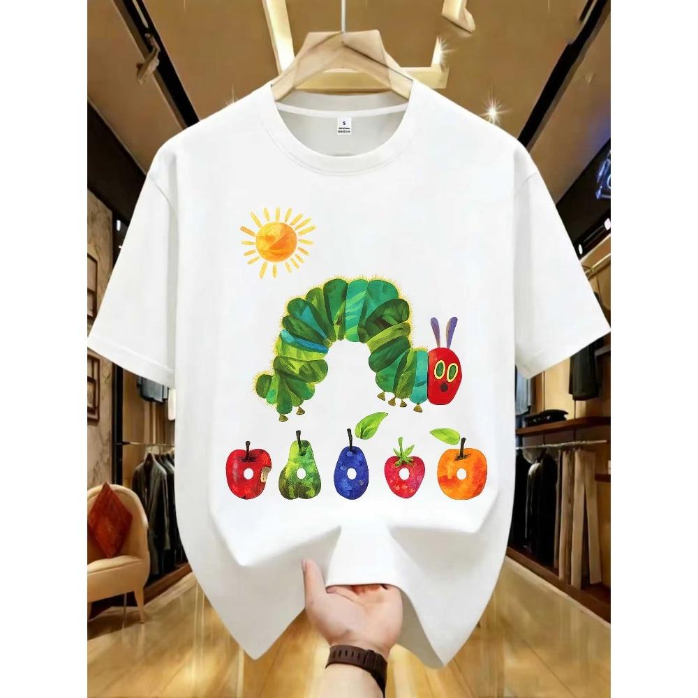 The Very Hungry Caterpillar Printed T-shirt Tops Hungry Caterpillar Cute Tops Men Women Summer Cotton Tshirt S