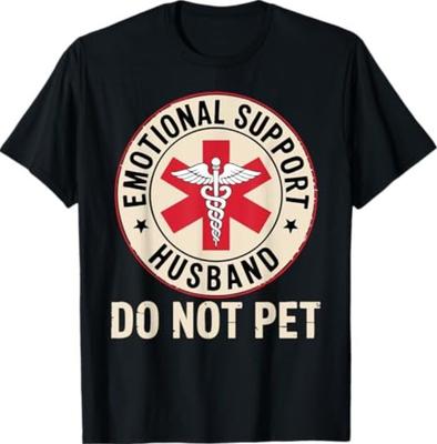Emotional Support Husband Do Not Pet Funny Marriage Unisex Black T-Shirt
