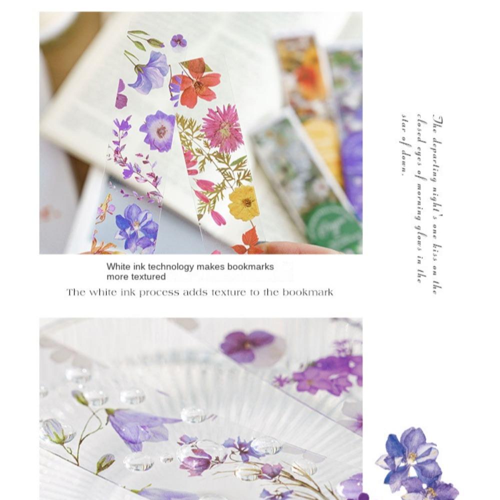 5pcs PVC Reading Book Mark Translucent Book Page Marker Gift Flower Travel Series Bookmark