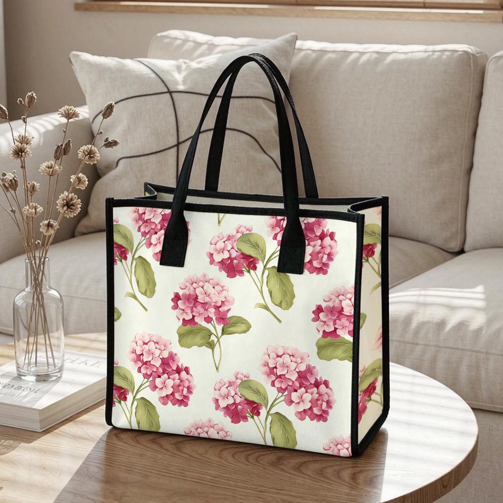 Floral Print Tote Bag Large Capacity Fashion Handbag Casual Daily Shoulder Bag for Women Outdoor Travel Shopping Use