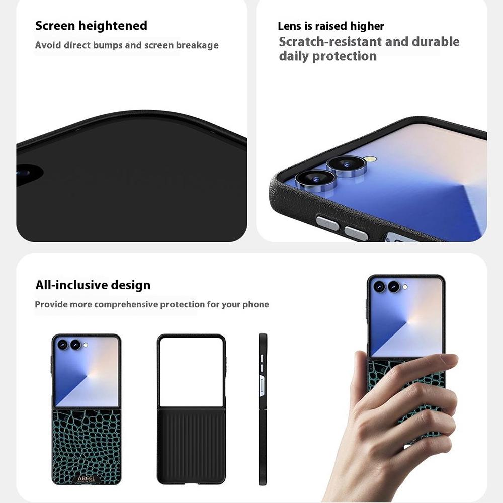 ABEEL For Samsung Galaxy Z Flip7 5G Case Compatible with MagSafe Crocodile Texture Micro-Embossing Back Cover