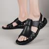 Men's Large Genuine Leather Non-Slip Beach Shoes & Two-Way Slippers (Sizes 50-52)