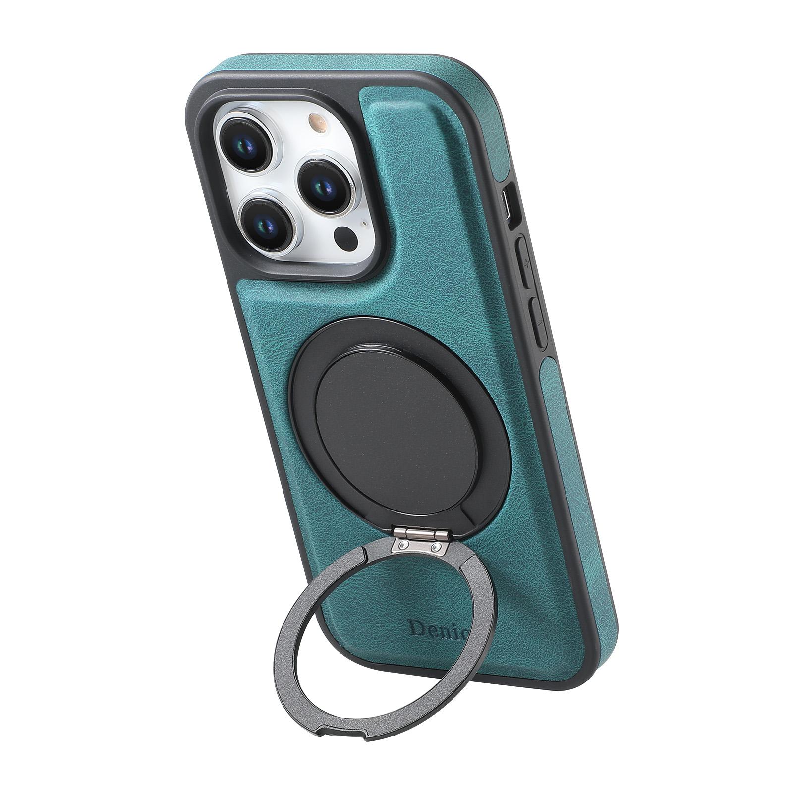 

360 Rotation Finger Ring Holder Leather Case for iPhone 15 Pro Max 16 Plus 15 14 Pro 13 12 Magnetic Bracket Stand Phone Cover For iPhone15 синий