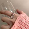 Love Pink Bow Open Ring Women's Pink Diamond Zircon French Exquisite Slightly Inlaid Sweet Girlfriend Ring