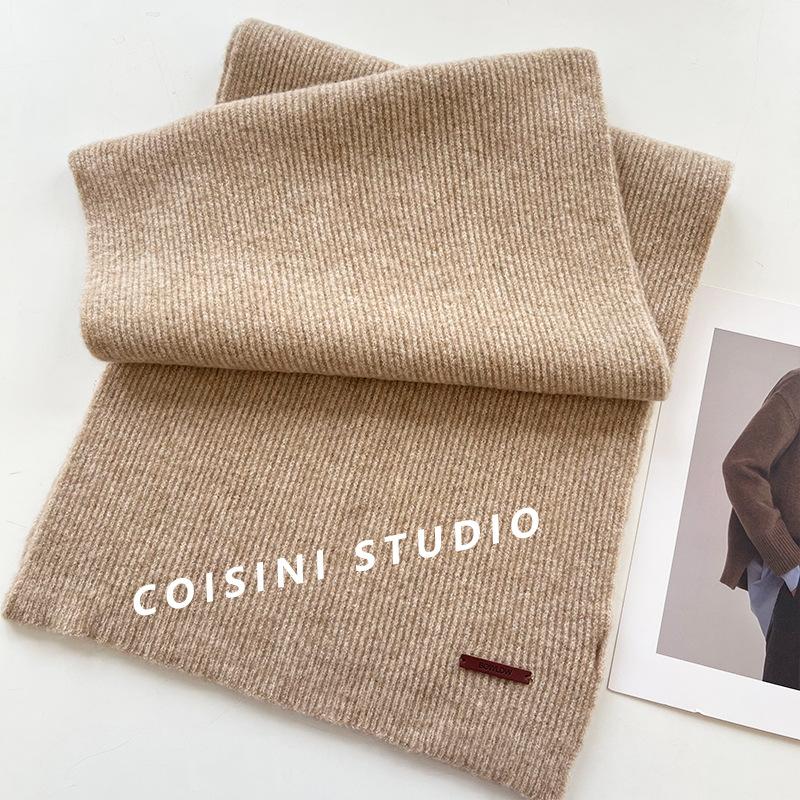 Japanese Gentle Solid Color Soft Waxy Knitted Scarf for Women Winter New Warm Student Couple Woolen Scarf Trendy