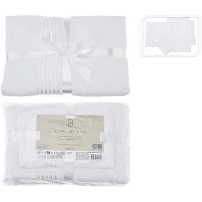 Serviettes De Bain - BIGBUY HOME - Jeu De Serviettes Essentials Blanc - Multicolore - 3 Pièces