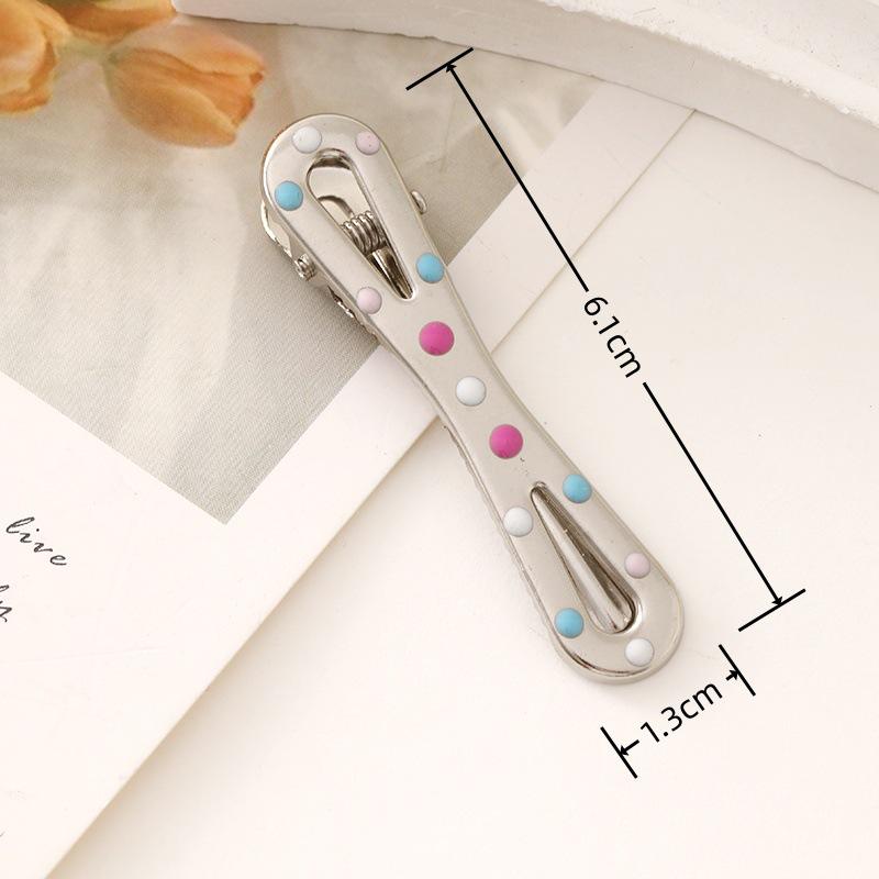 6cm Colored Polka Dot Metal Hair Clip, Side/Duckbill/Straight Clip, Cloud-Style Bangs Clip, Handmade Hair Accessory