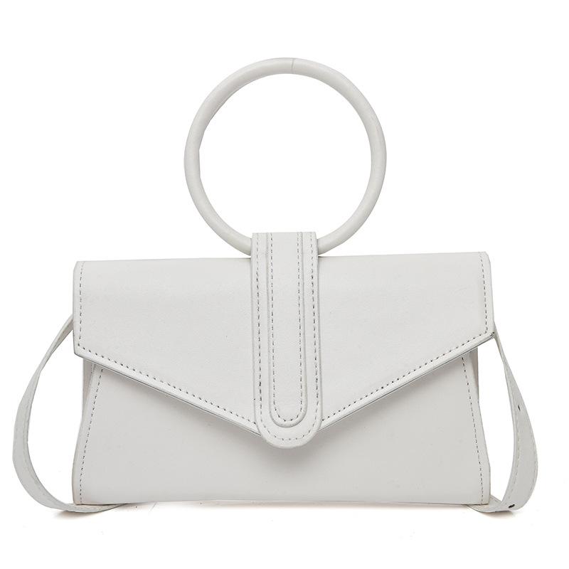 white leather clutch bolsa